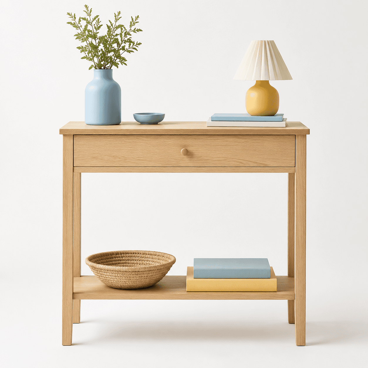 Narrow oak console