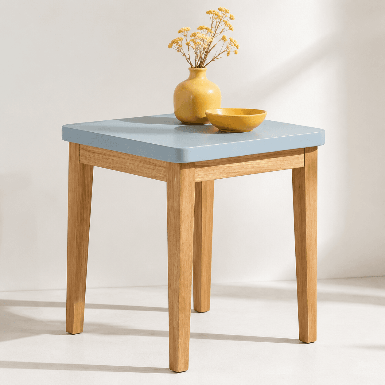 Blue-top square table