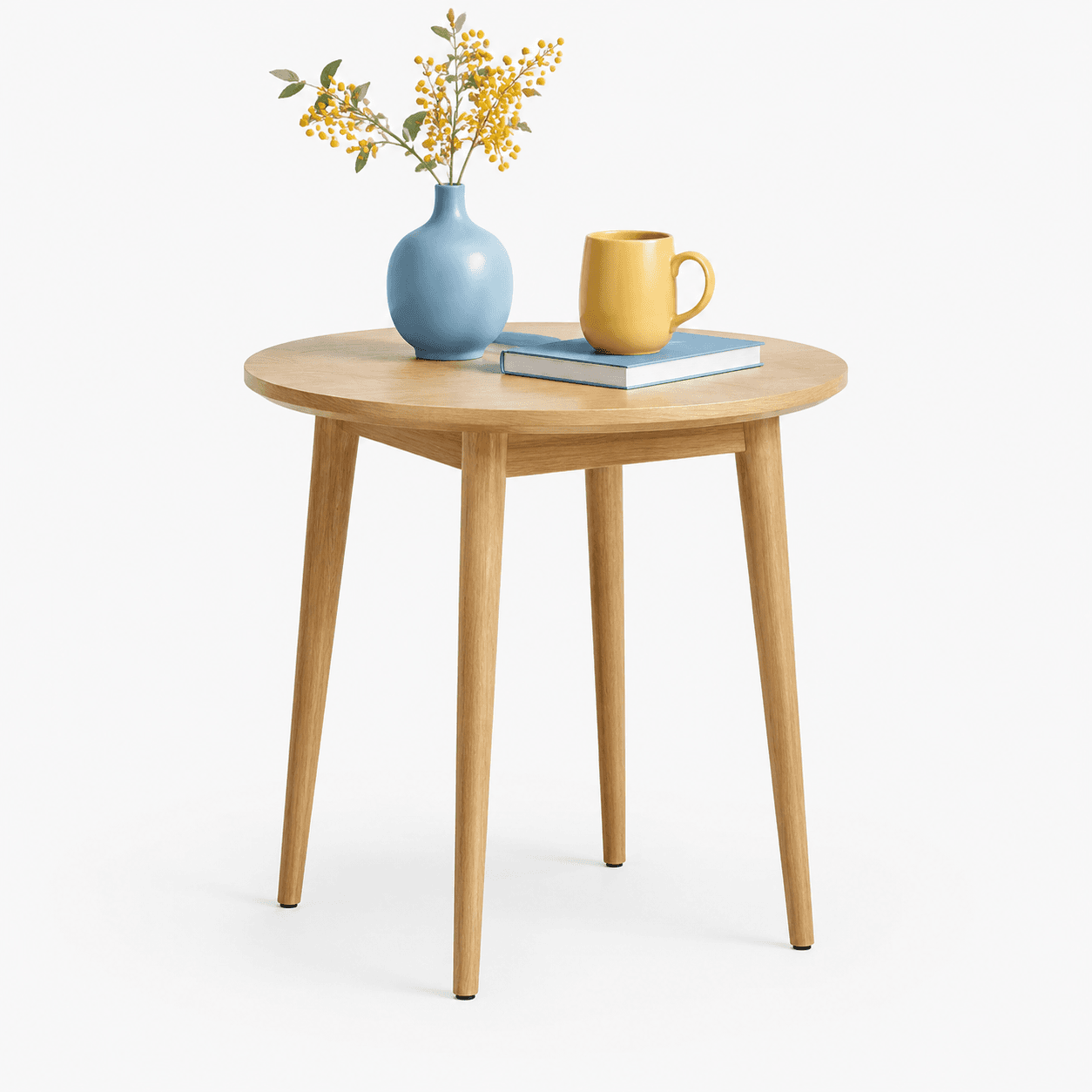 Round oak side table